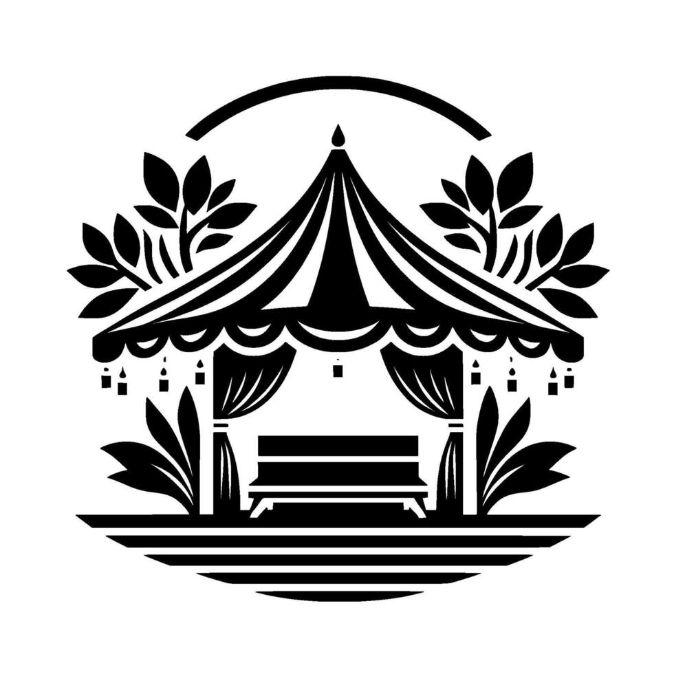Minimalist Gazebo , Nature Celebration, Black White vector