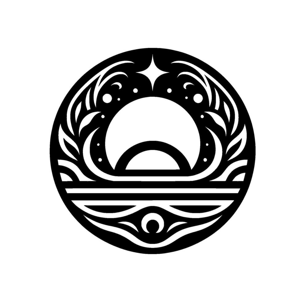 Celestial Circle Minimalist Black and White vector