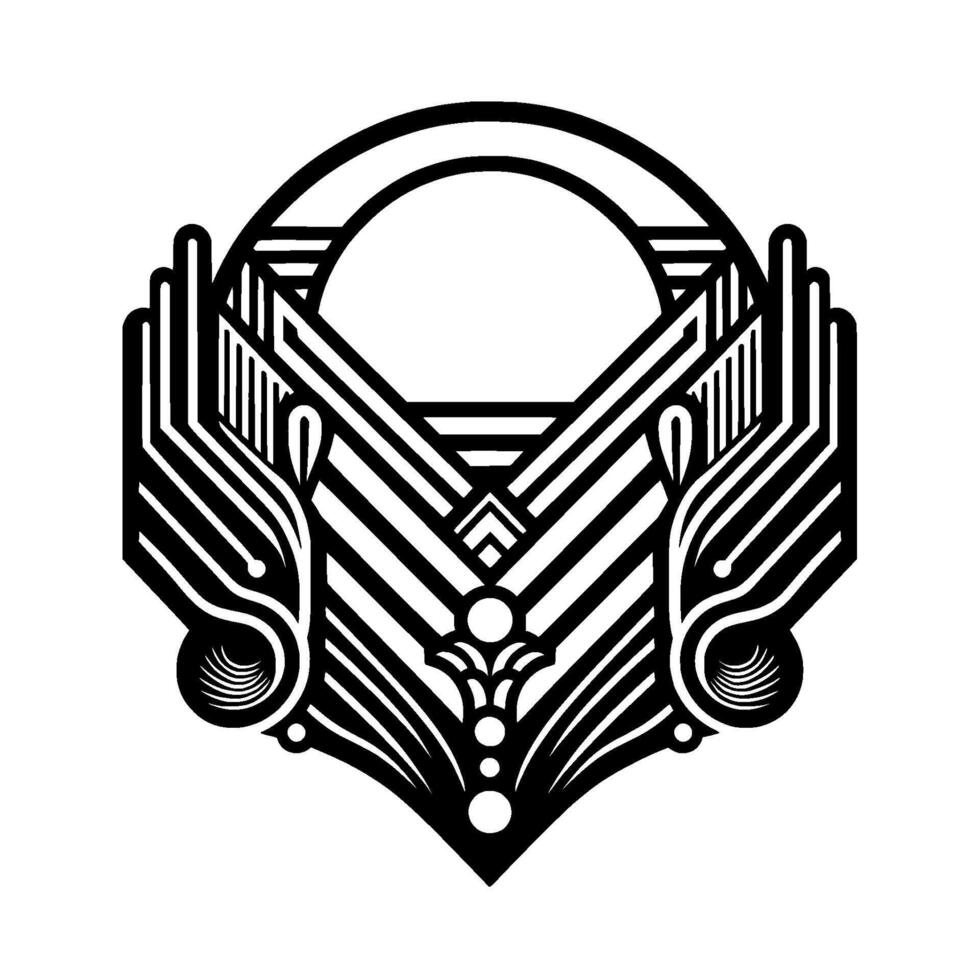 Art Deco Symmetry Black and White Geometric Emblem vector