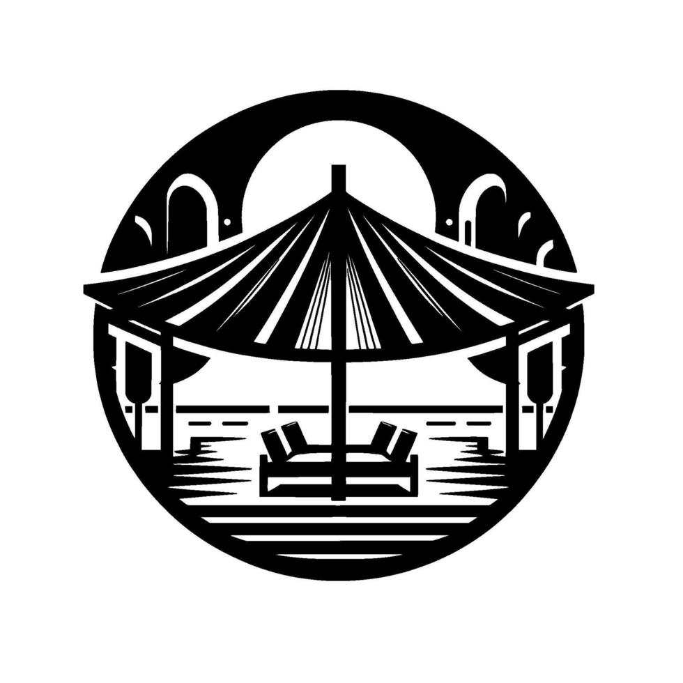 Black and White Resort Illustration Abstract Circle Scene vector