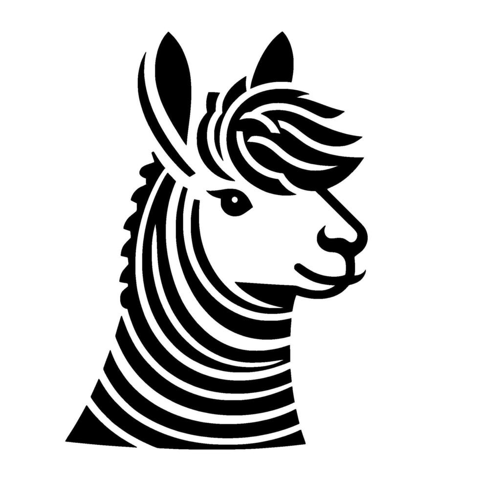 Modern Black and White Alpaca vector