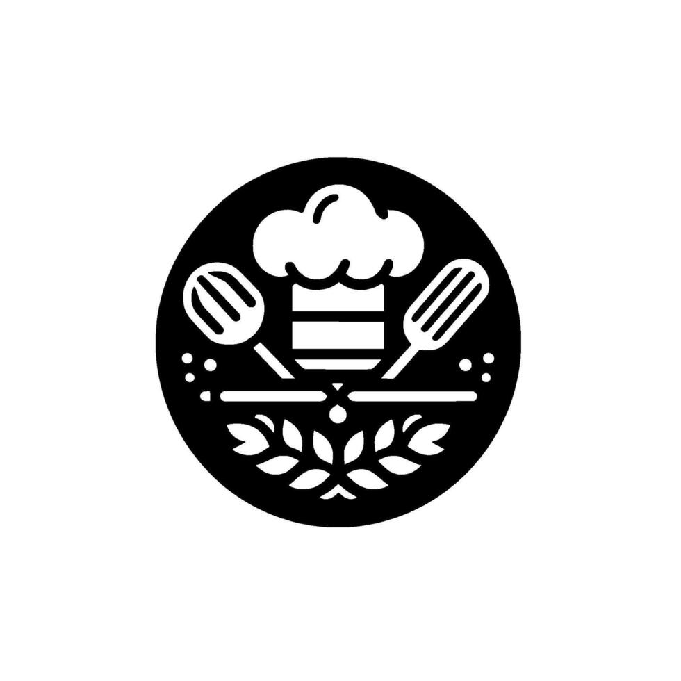 Minimalist Chefs Emblem, Black White Kitchen vector