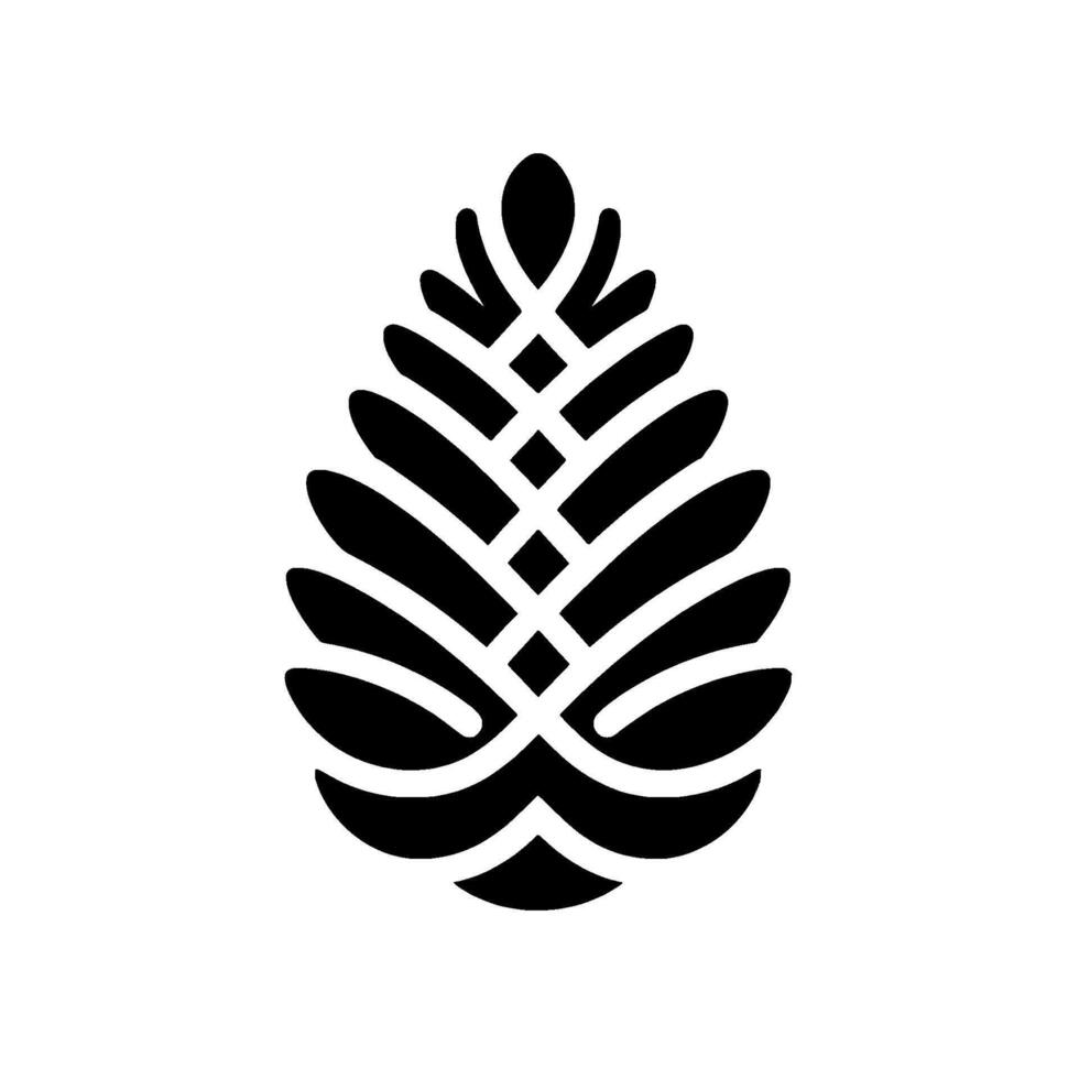 Minimalist Pinecone Silhouette, Black and White vector