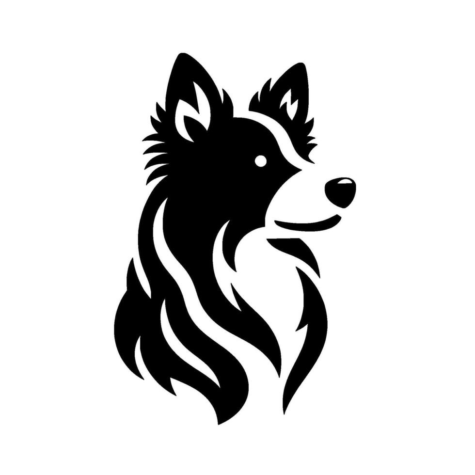 Border Collie , Black and White Silhouette, Modern vector