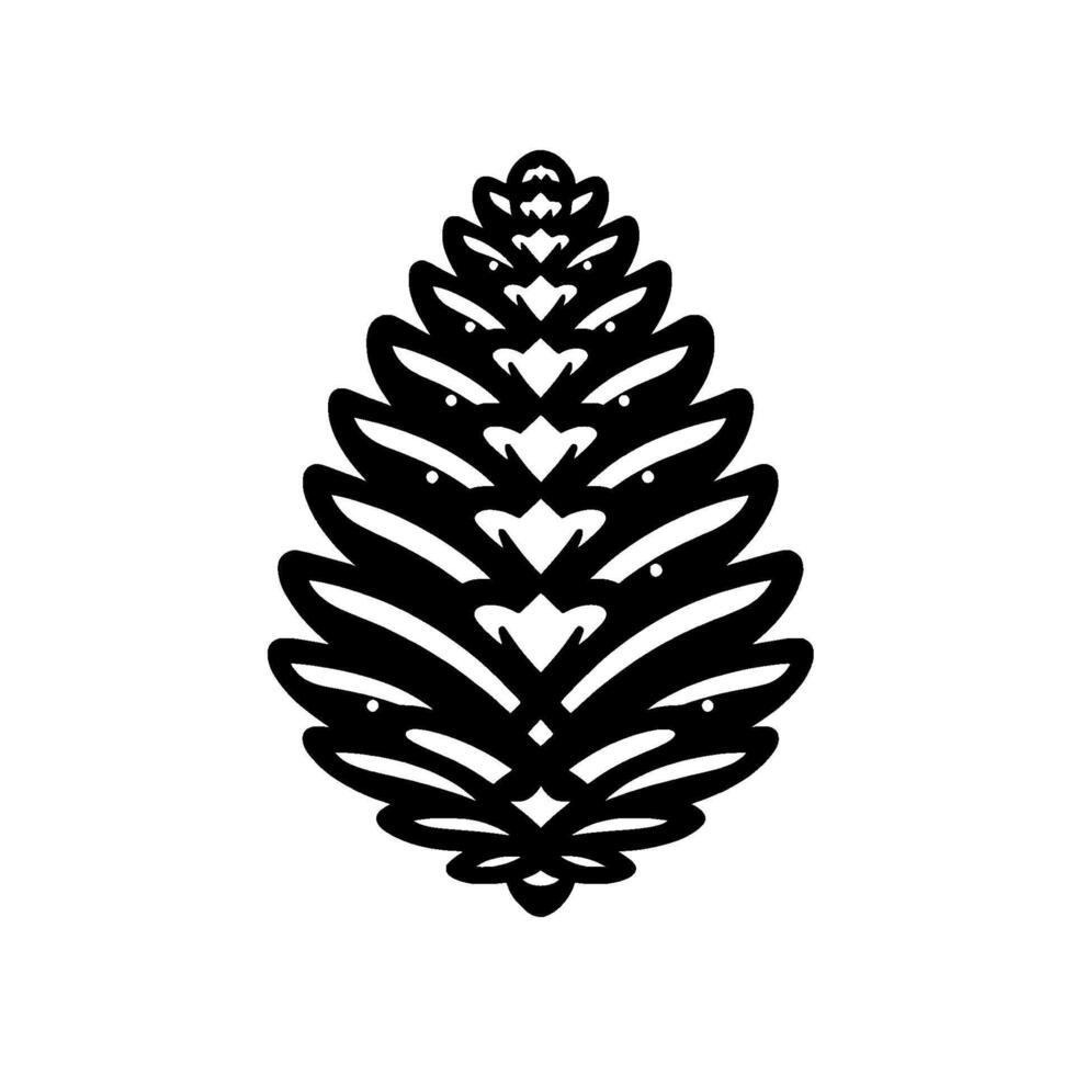 Minimalist Pine Cone Silhouette on White Background vector