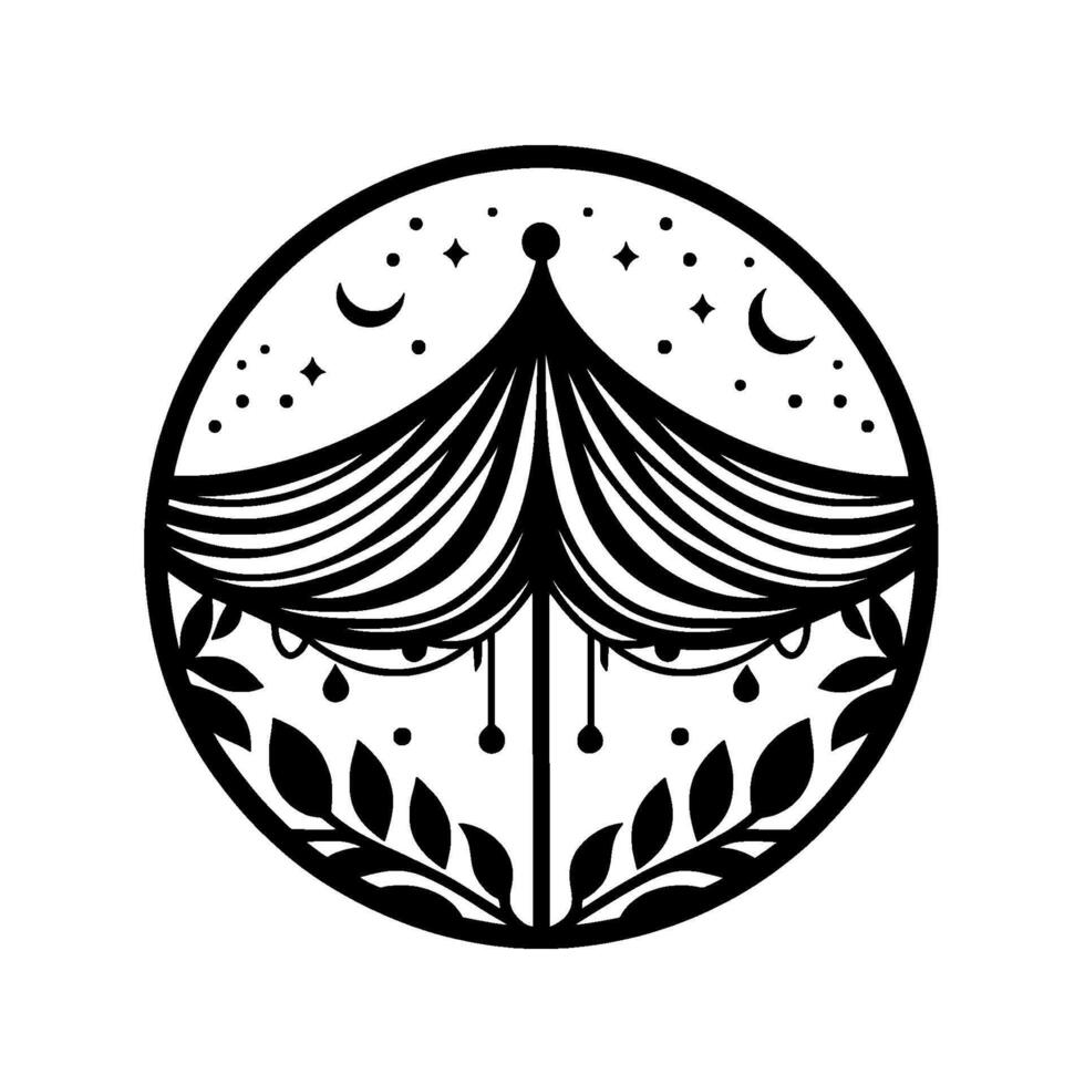 Black and White Circus Tent Circle , Celestial Theme vector
