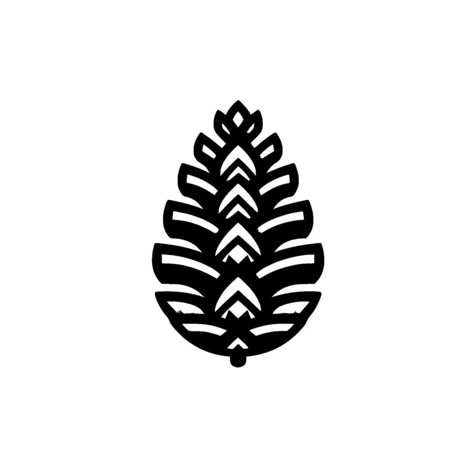 Minimalist Black Pinecone on White Background Geometric vector