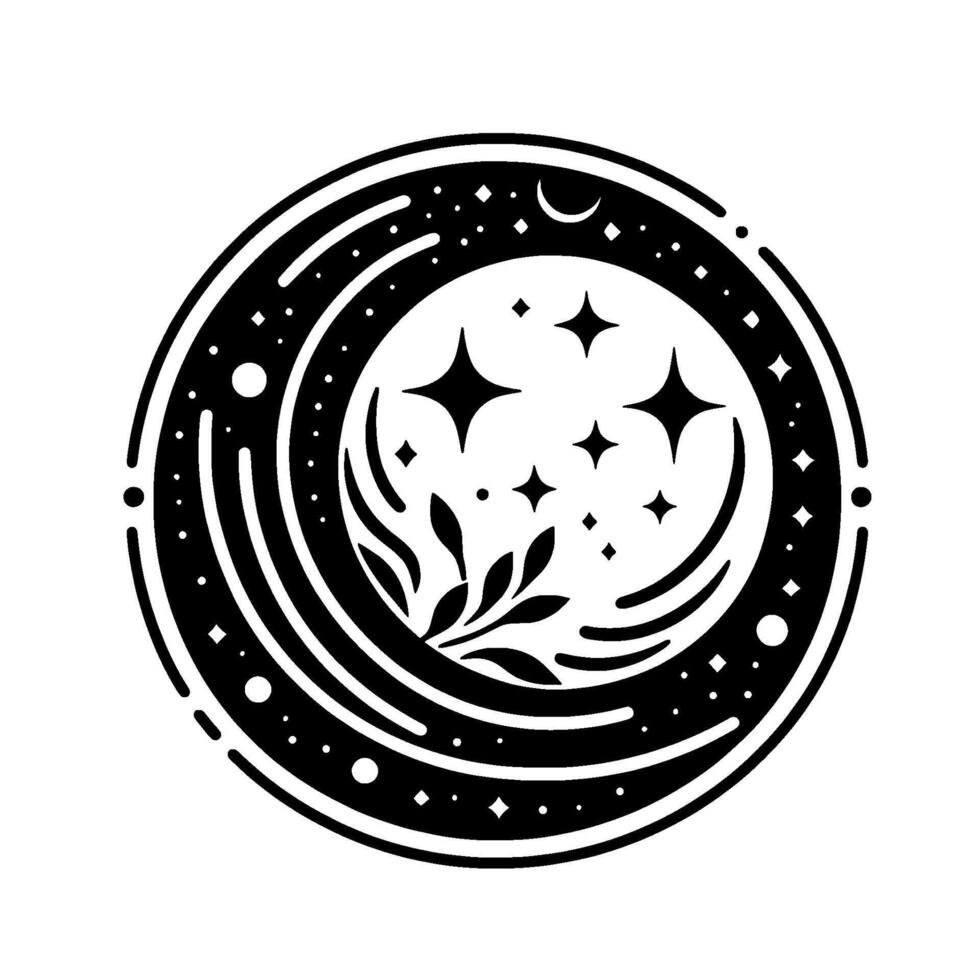 Celestial Moon Stars Silhouette Modern Mystical vector