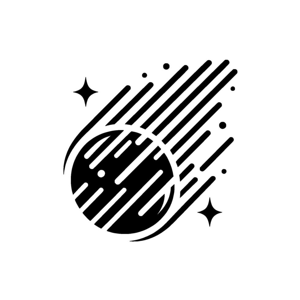Black and White Comet Illustration Minimalist Space vector
