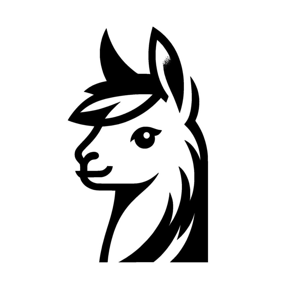 Minimalist Black and White Llama for Brands Businesses vector
