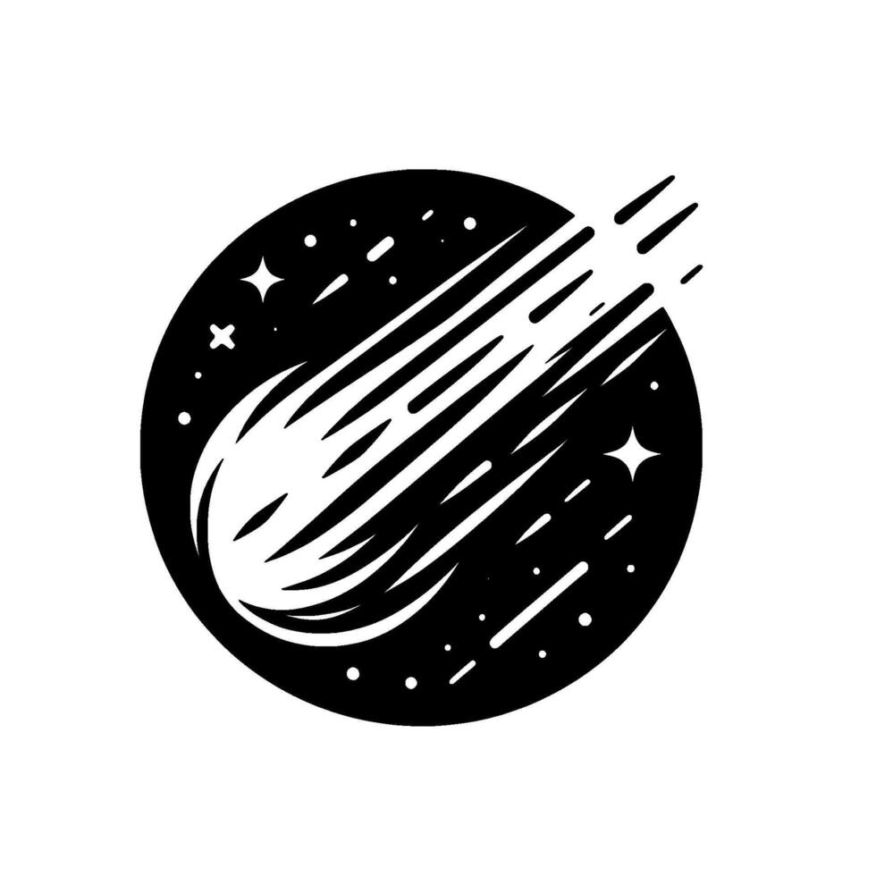 Black and White Comet Space , Silhouette vector
