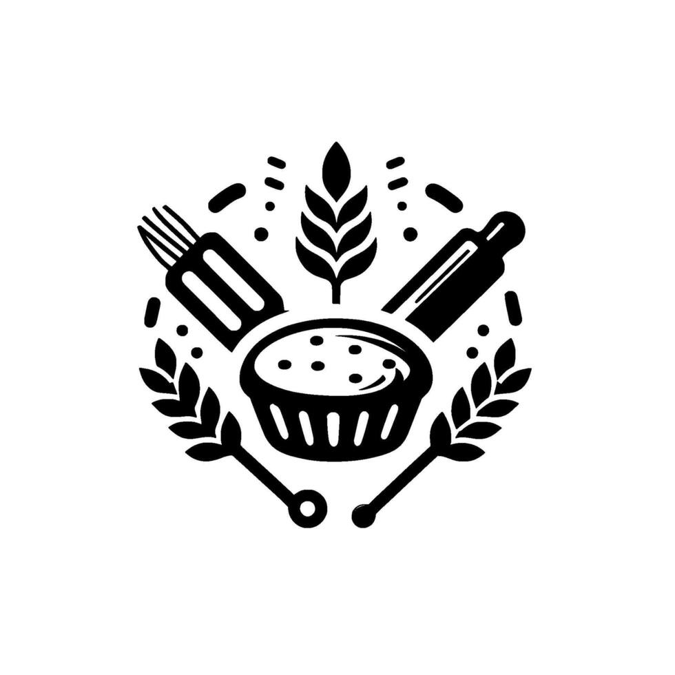Bakery Minimalist Black and White Baking Illustration vector