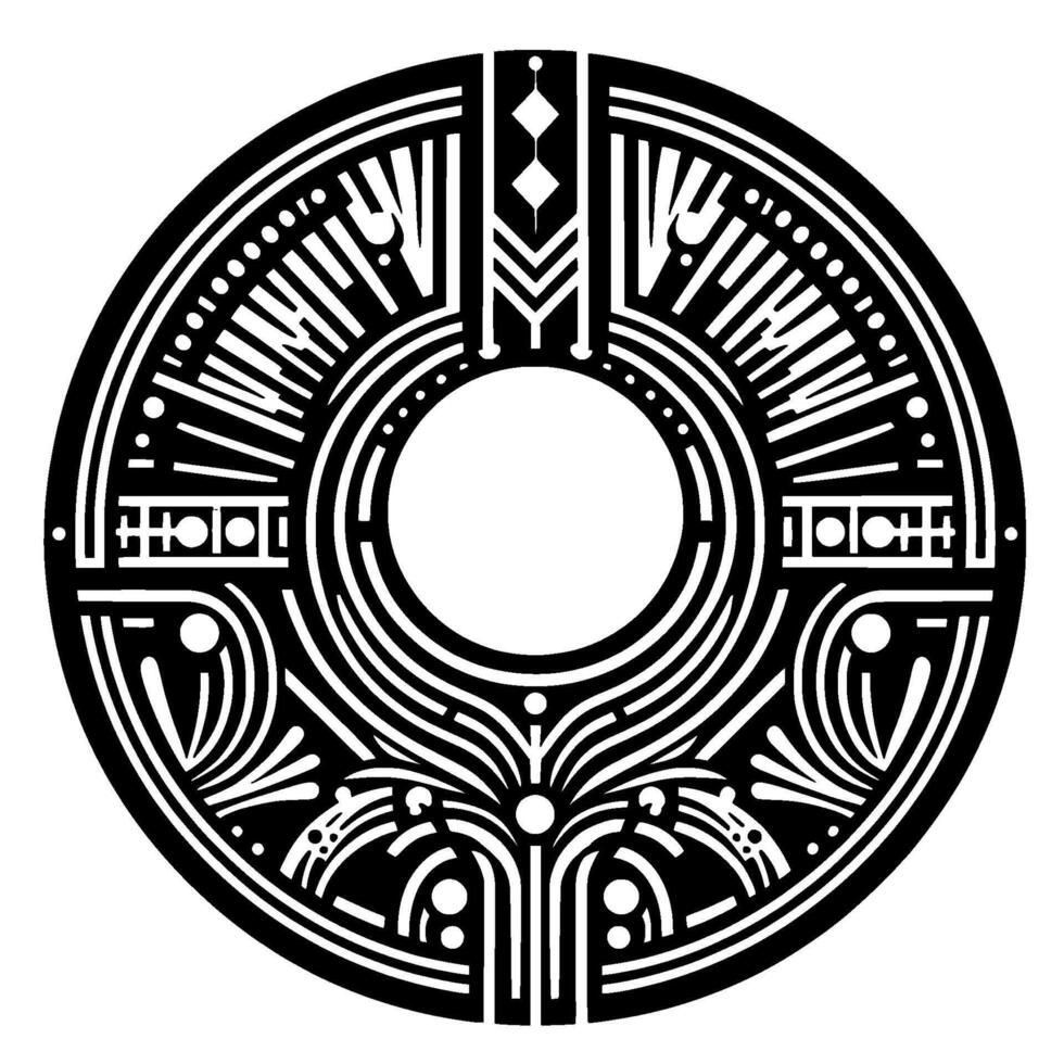 Art Deco Circle Pattern Black and White Geometric vector