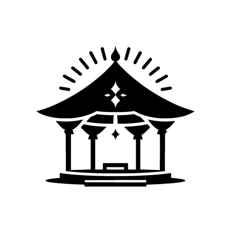 Elegant Silhouette of a Pavilion with Radiating Light, Black and White vector