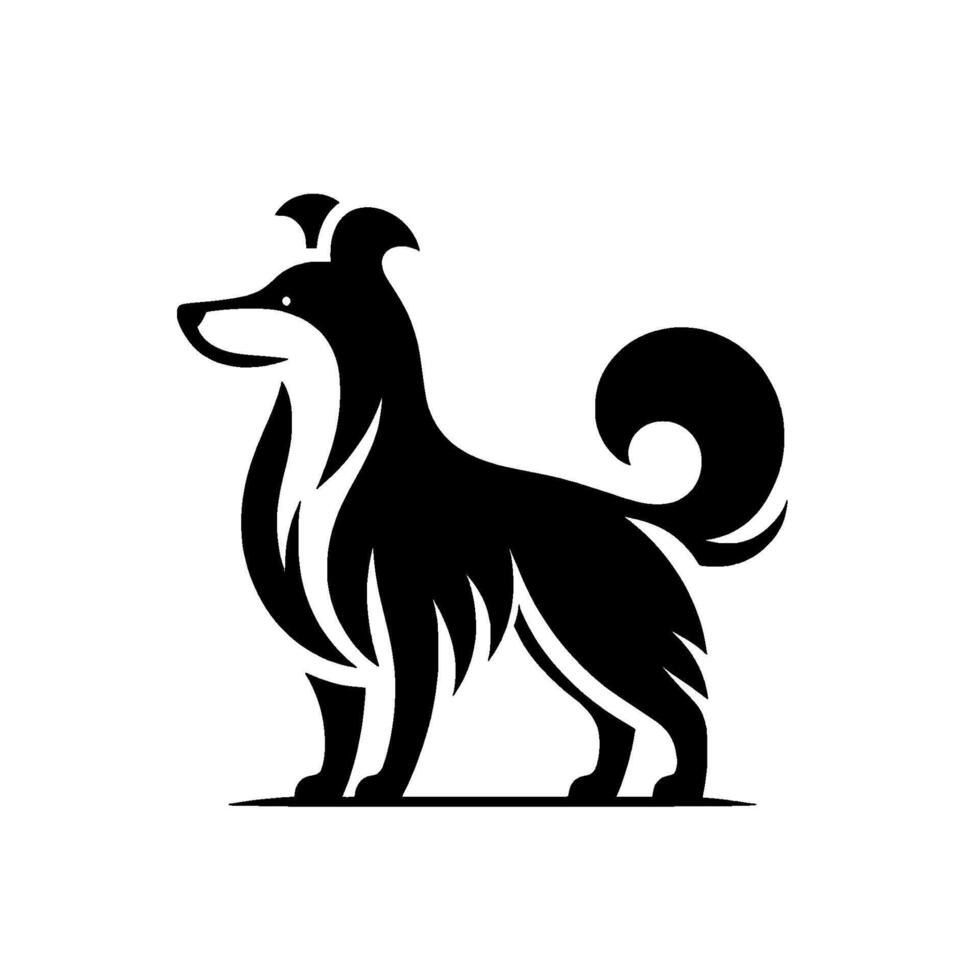 Elegant Black Dog Silhouette on White Background vector