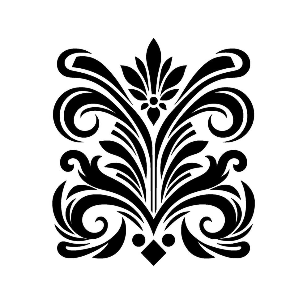 Elegant Black White Floral Element, Illustration vector