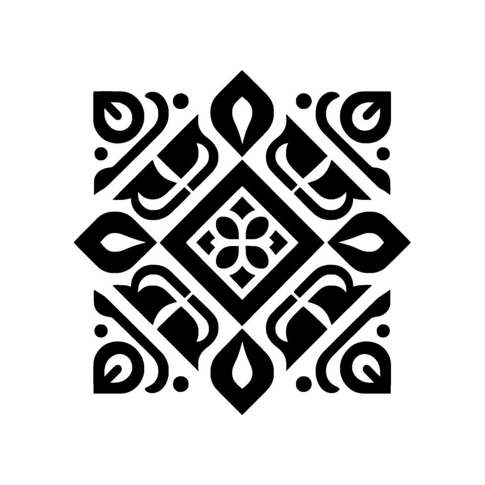 Geometric Black White Pattern, Decorative Motif vector