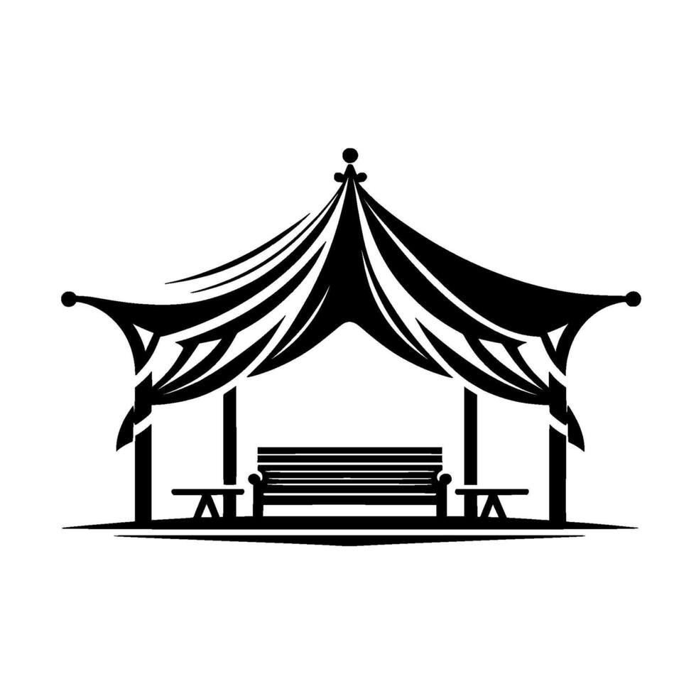 Minimalist Gazebo Silhouette Black White for Logos Branding vector