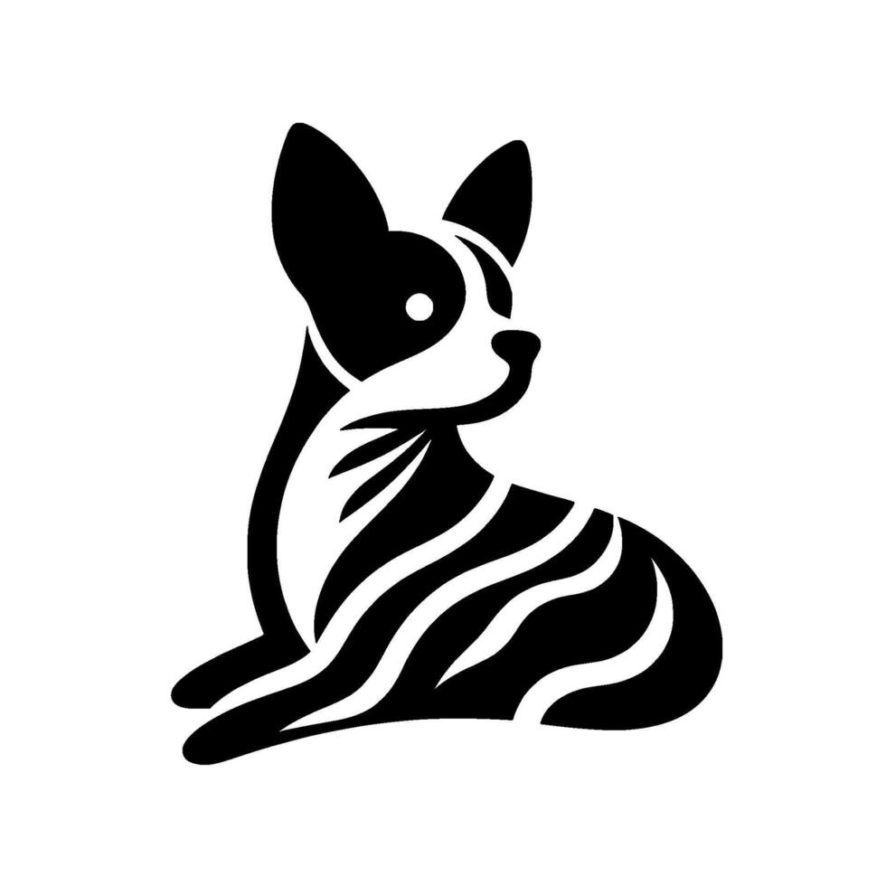 Abstract Black White Dog , Minimalist vector