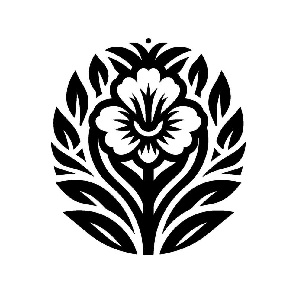 Black and White Floral Emblem Ornate Botanical vector