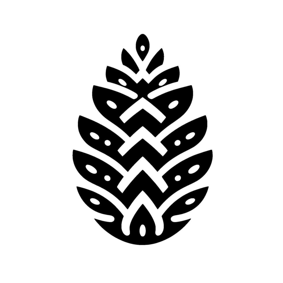 Minimalist Pinecone Silhouette, Black and White 1 vector