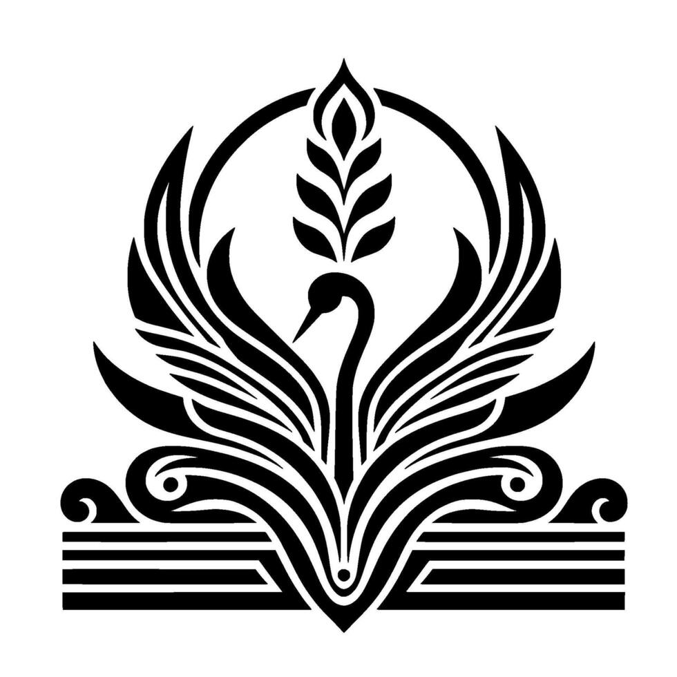 Elegant Art Deco Swan Silhouette Emblem vector
