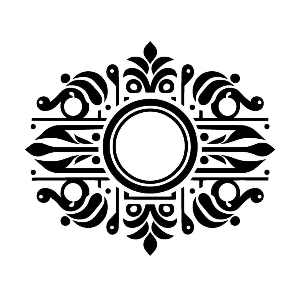 Ornate Black and White Decorative Element, Monogram Frame vector