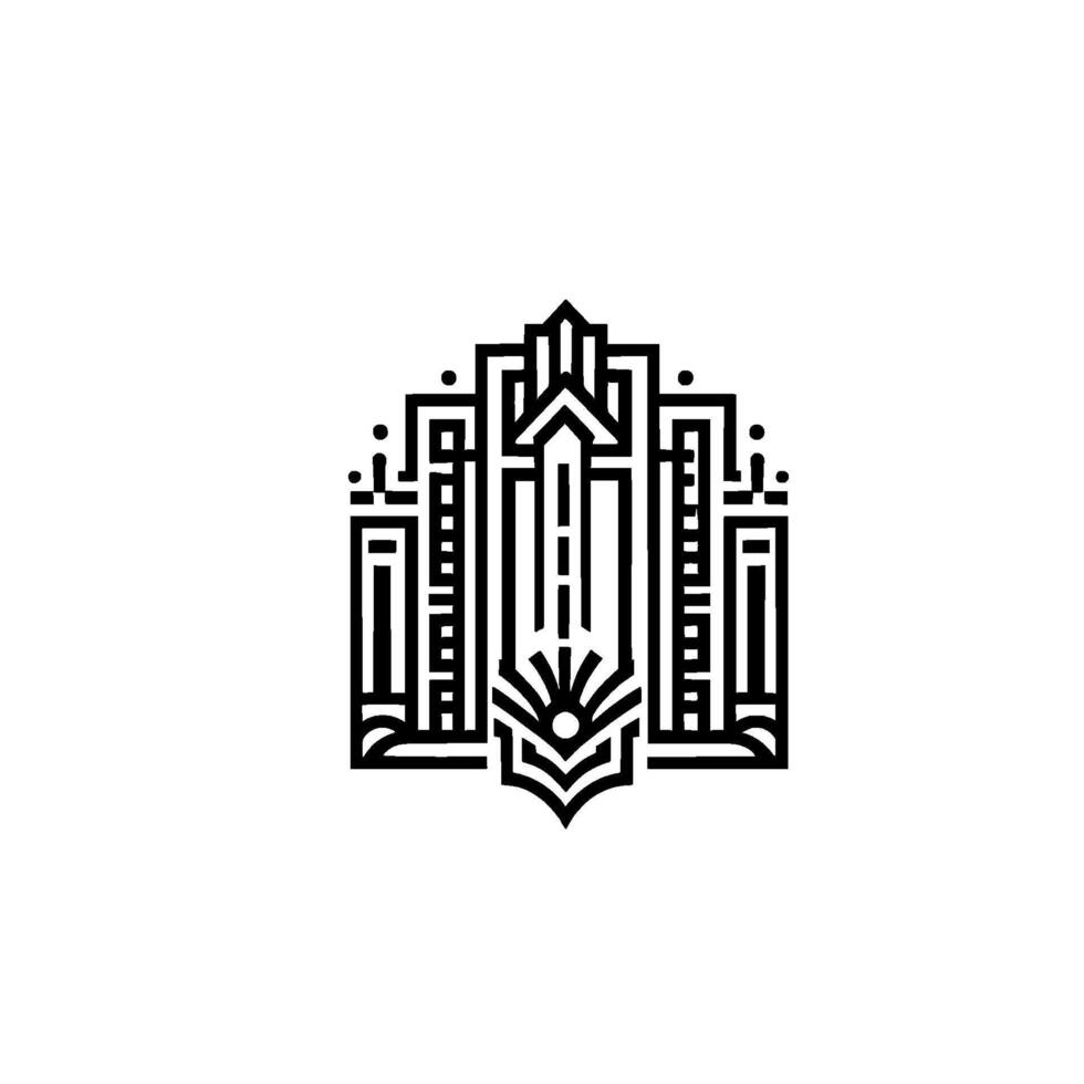 Geometric Architectural Emblem in Art Deco Style vector