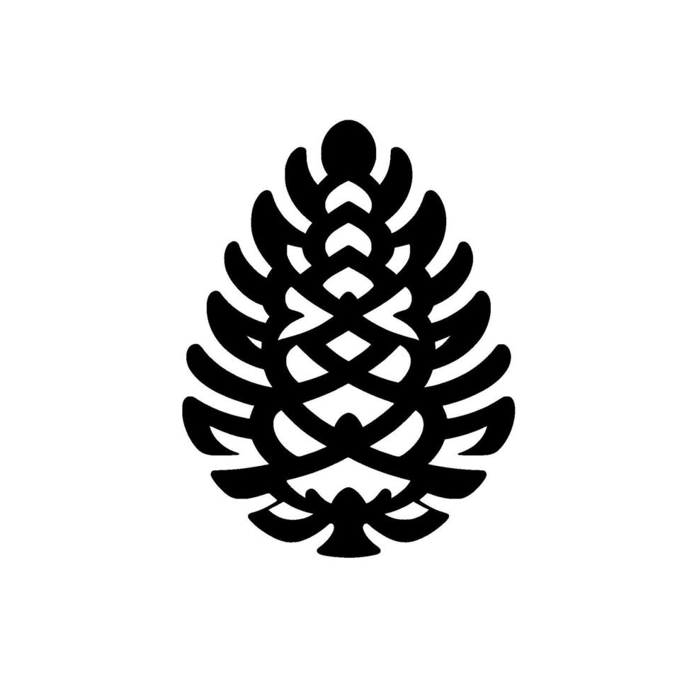 Minimalist Black Pine Cone on White, Illustration vector