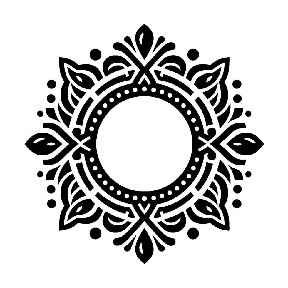 Ornate Circular Frame in Black and White Elegant Mandala vector