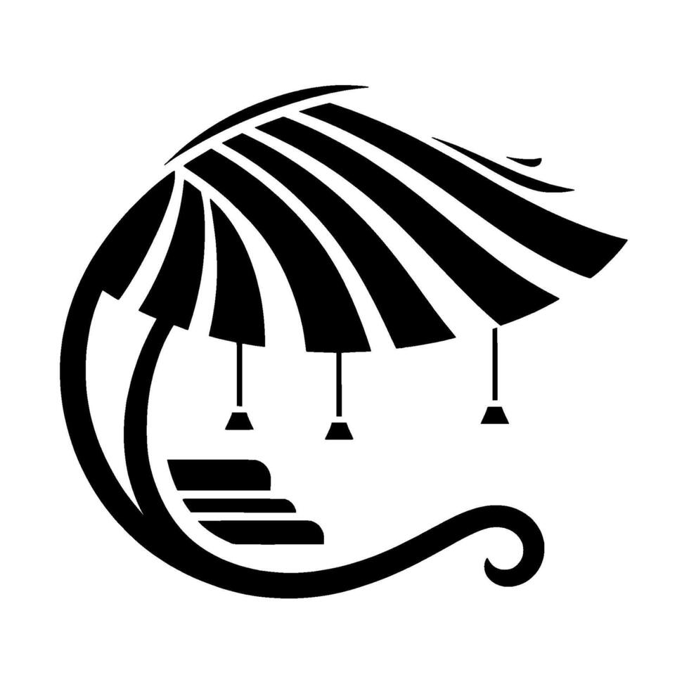 Art Deco Parasol and Staircase , Black White vector