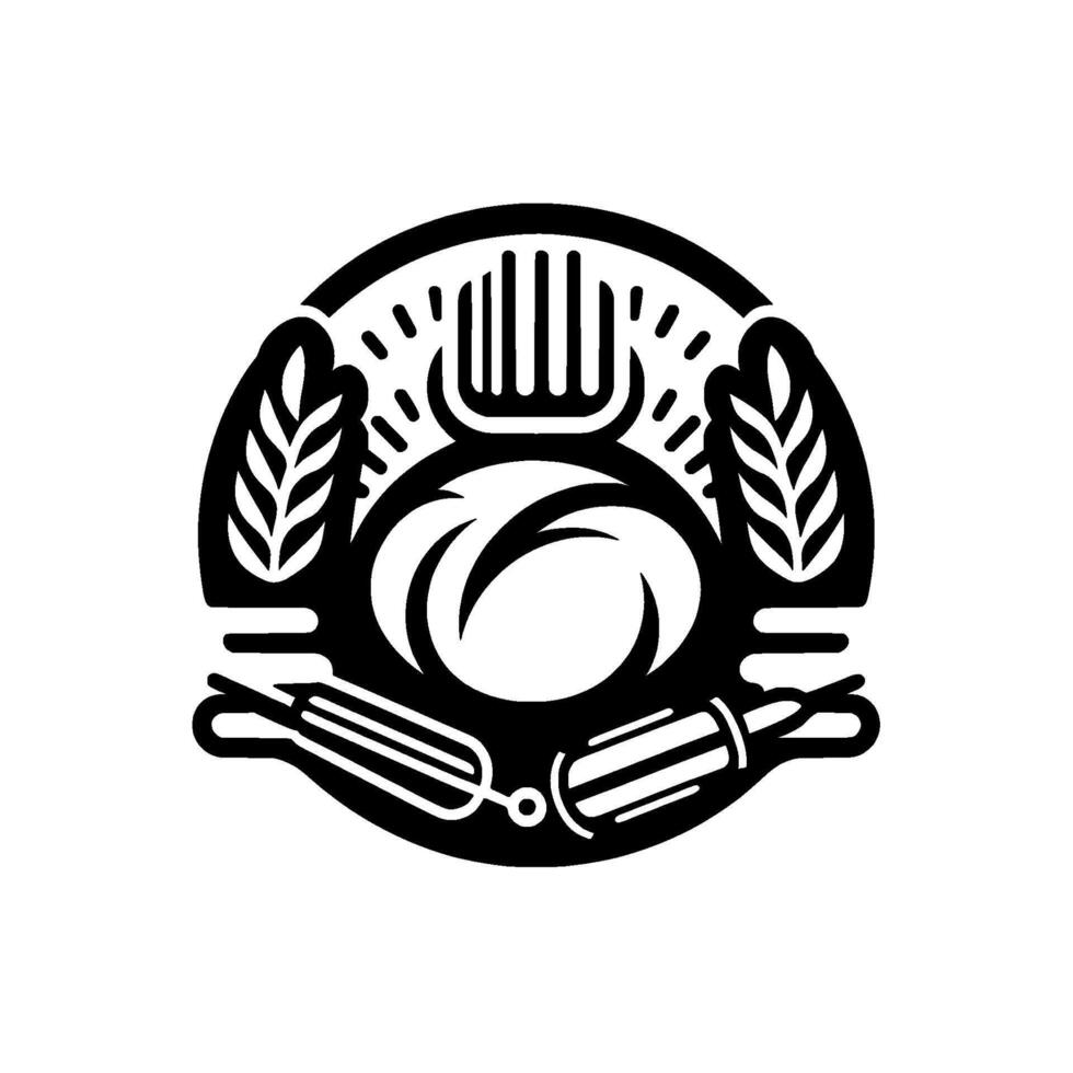 Abstract Emblem Circular Black White on White Background vector