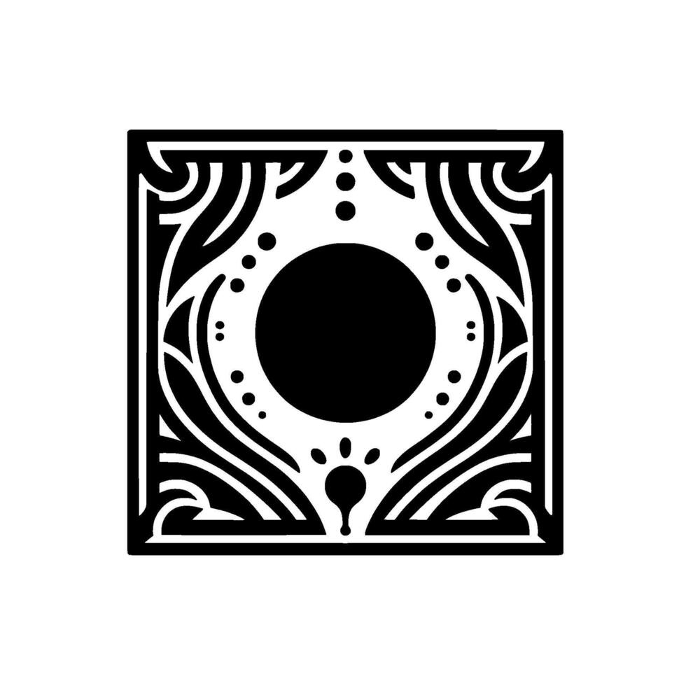 Ornate Square Frame Black and White Geometric vector