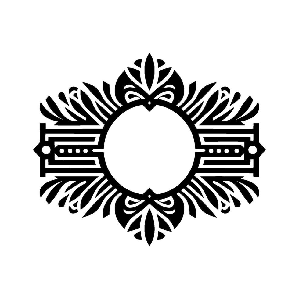 Ornate Black White Monogram Frame, Decorative Art Deco vector