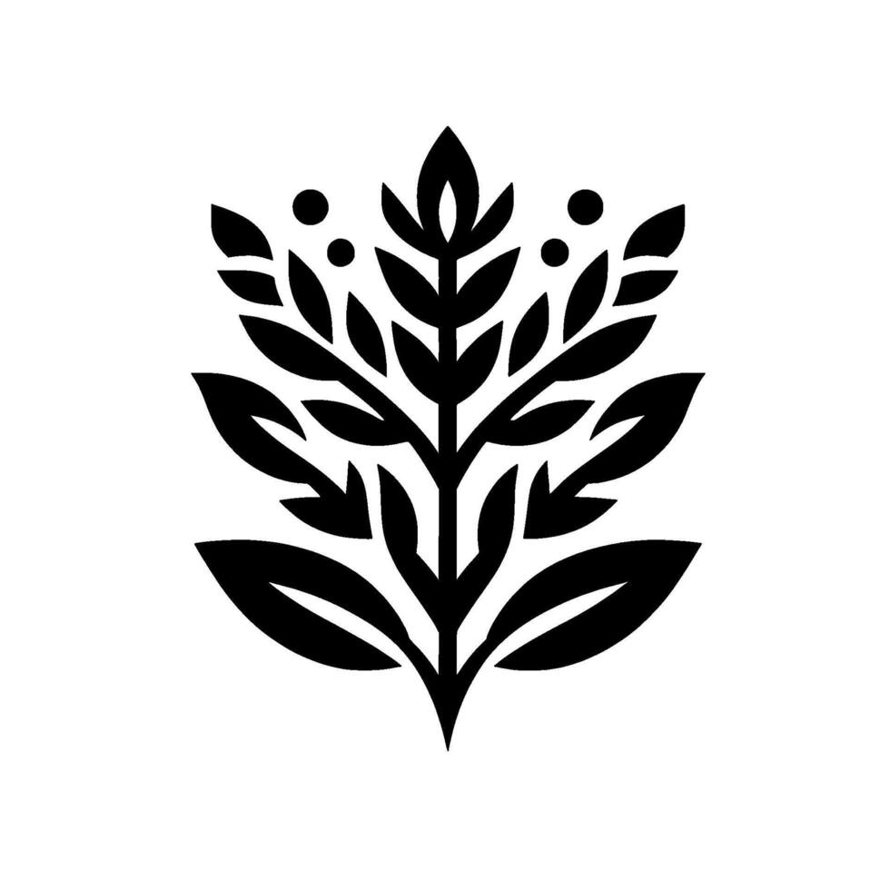 Abstract Black and White Plant Illustration Modern vector