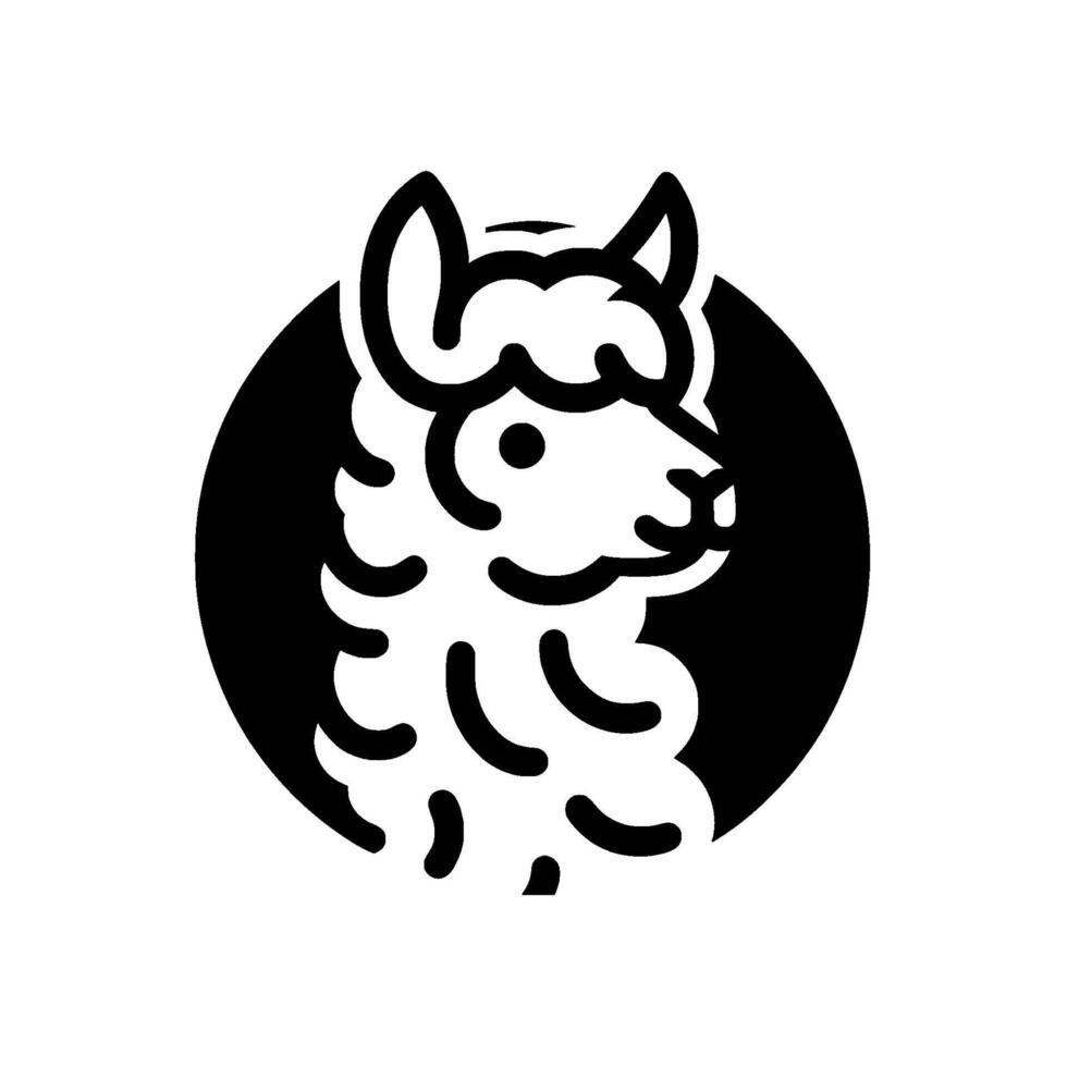 Minimalist Llama in Black Circle Simple vector