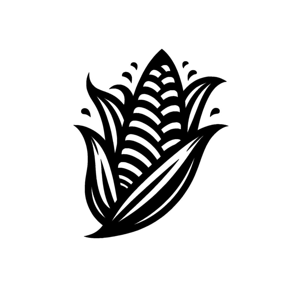 Stylized Black and White Corn Illustration for Food Farming Concepts vector