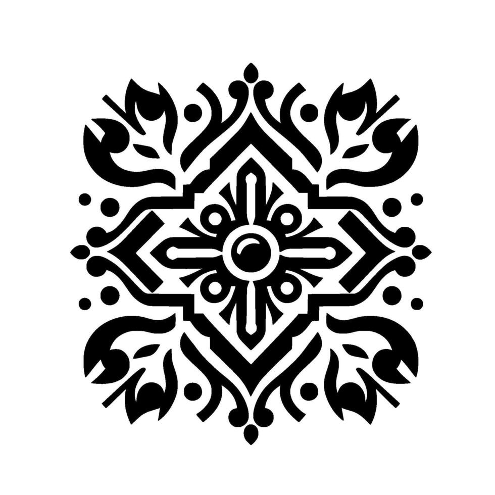 Ornate Black White Decorative Mandala Pattern on White vector