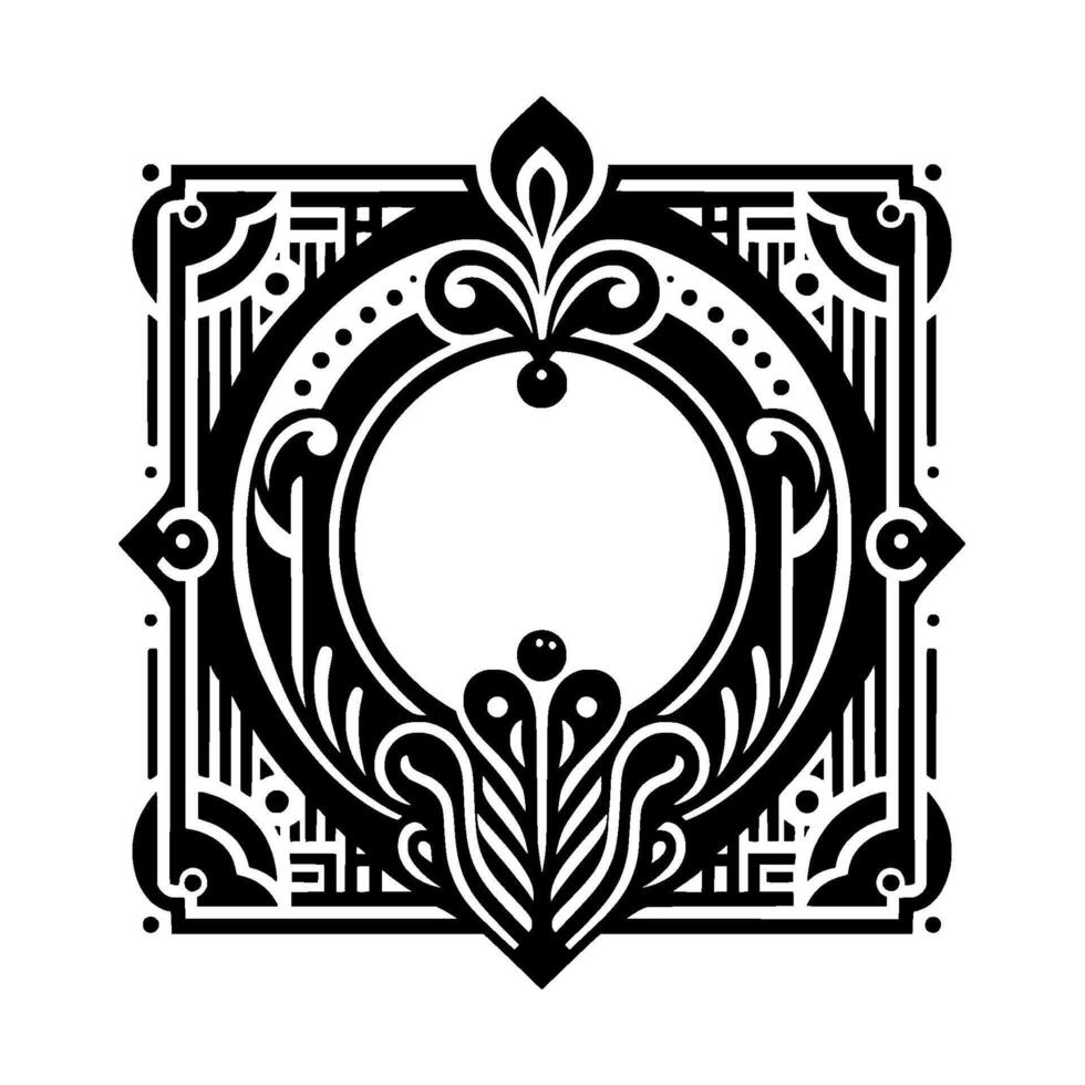 Art Deco Black and White Ornament, Decorative Frame vector