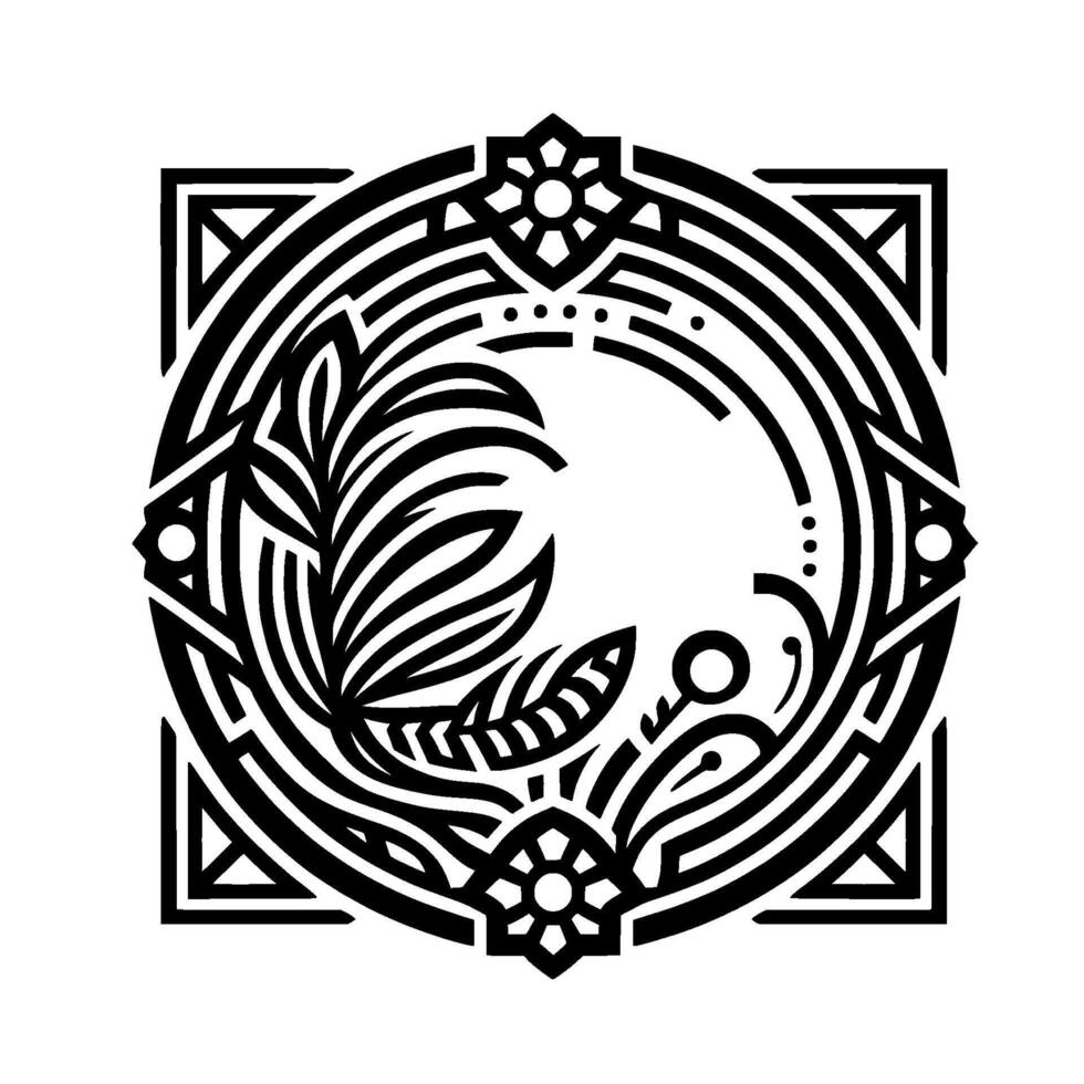 Geometric Botanical , Black and White, Decorative Element vector