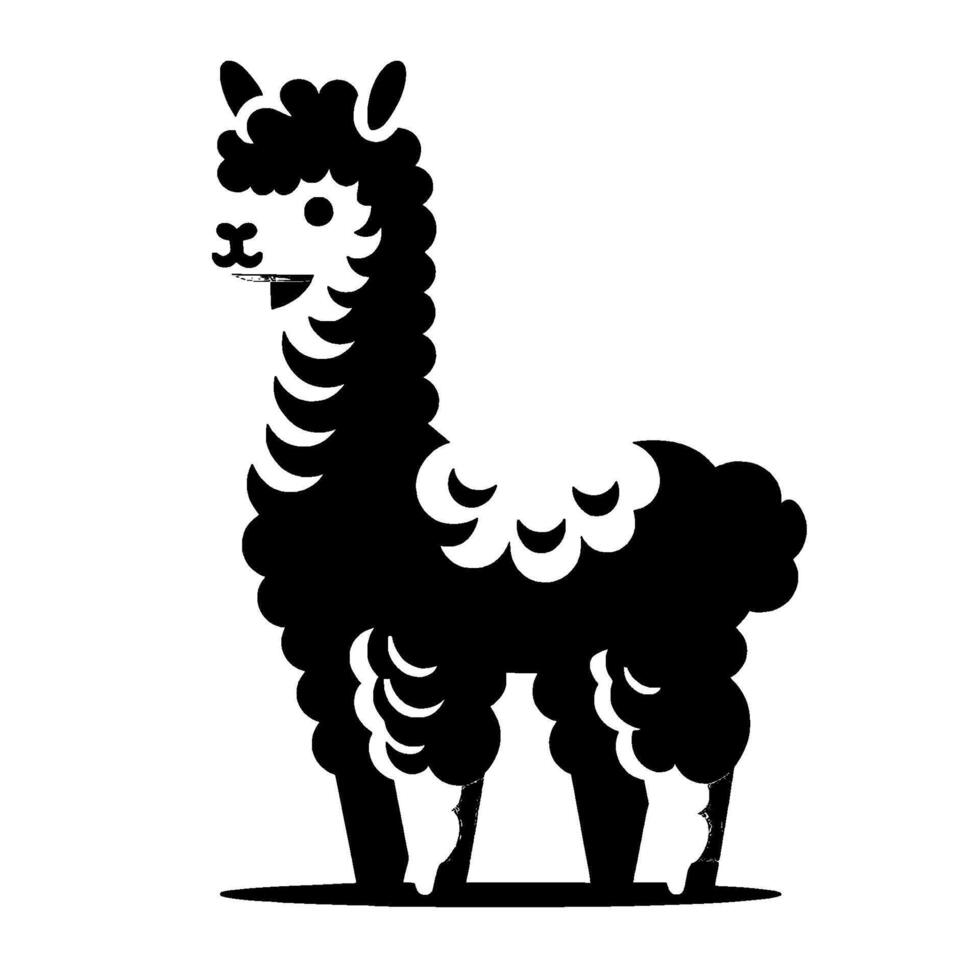 Black and White Minimalist Llama Illustration for vector