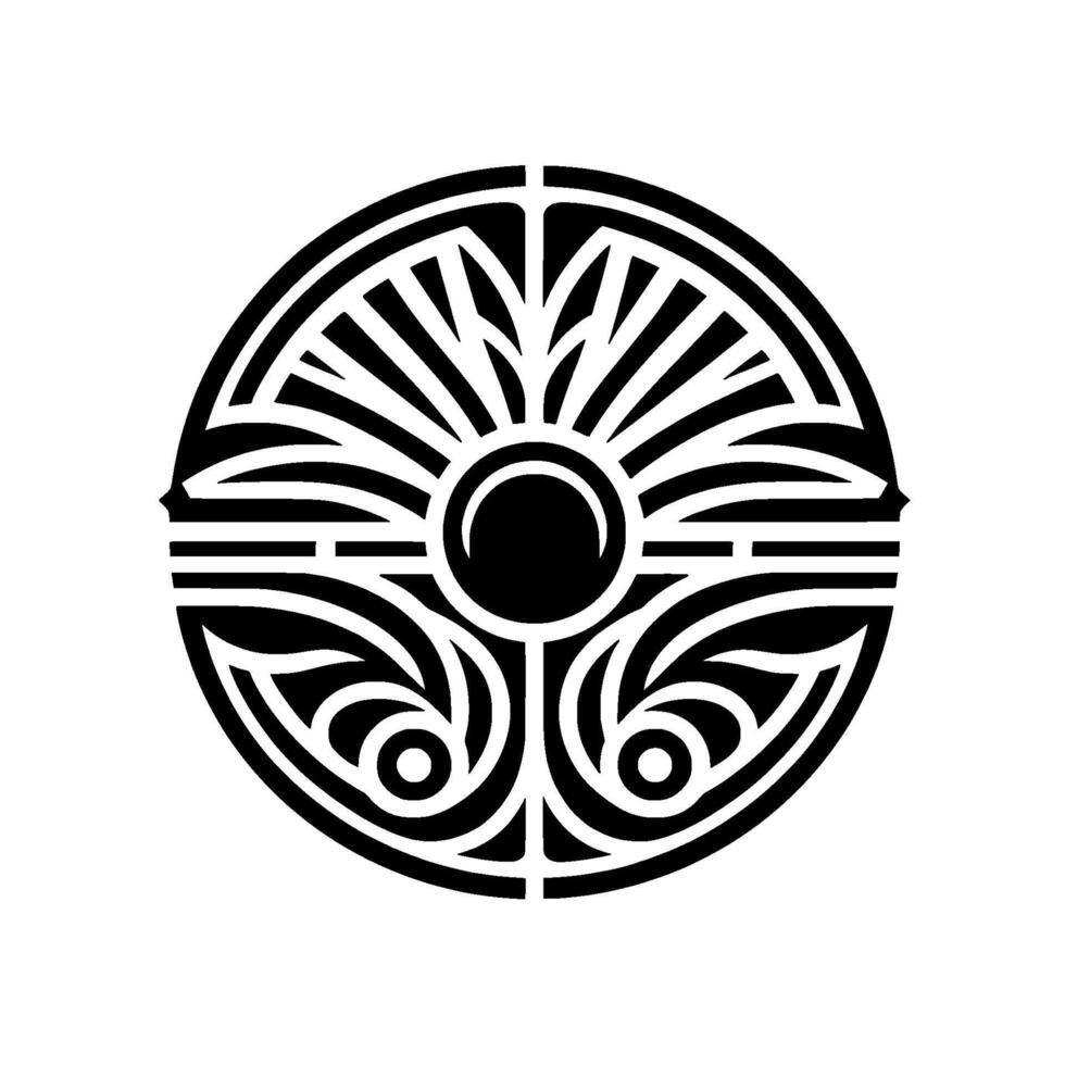 Decorative Geometric Black and White Floral Medallion vector