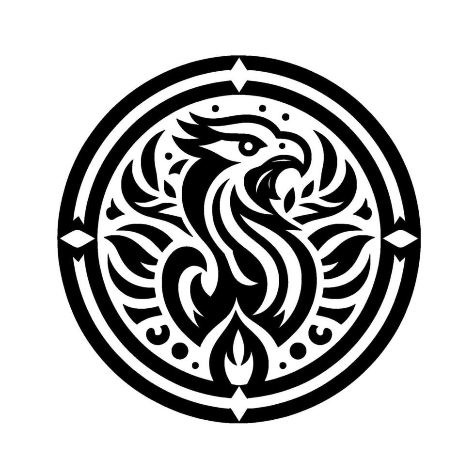 Elegant Griffin Emblem in Black and White, Ornamental vector