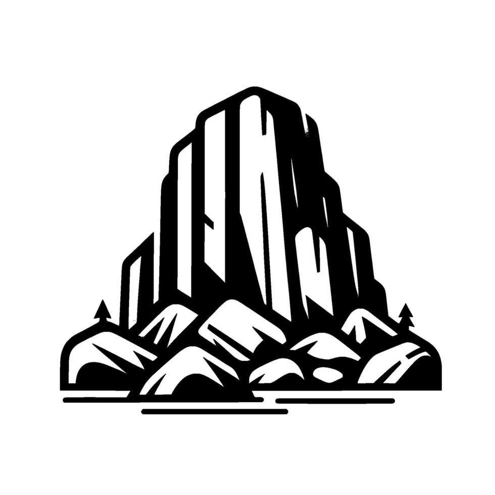 Bold Black White Mountain Silhouette vector