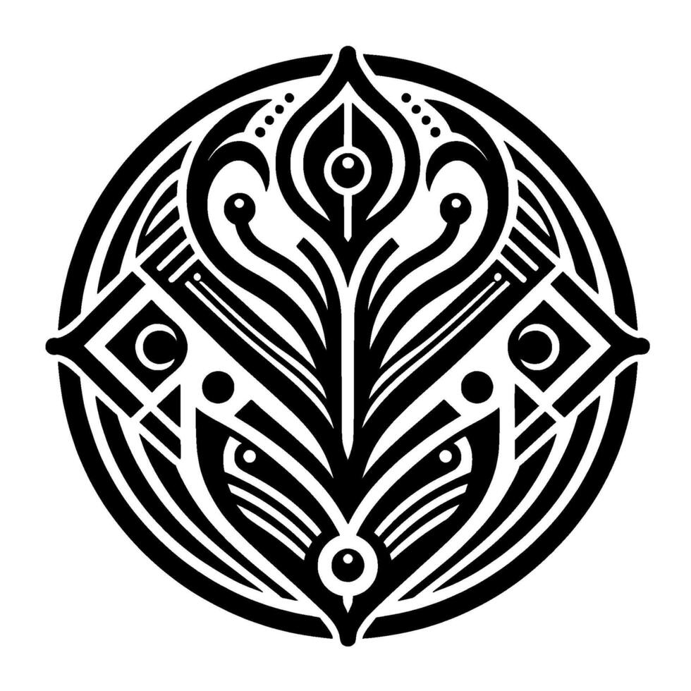 Abstract Geometric Black and White Ornament vector
