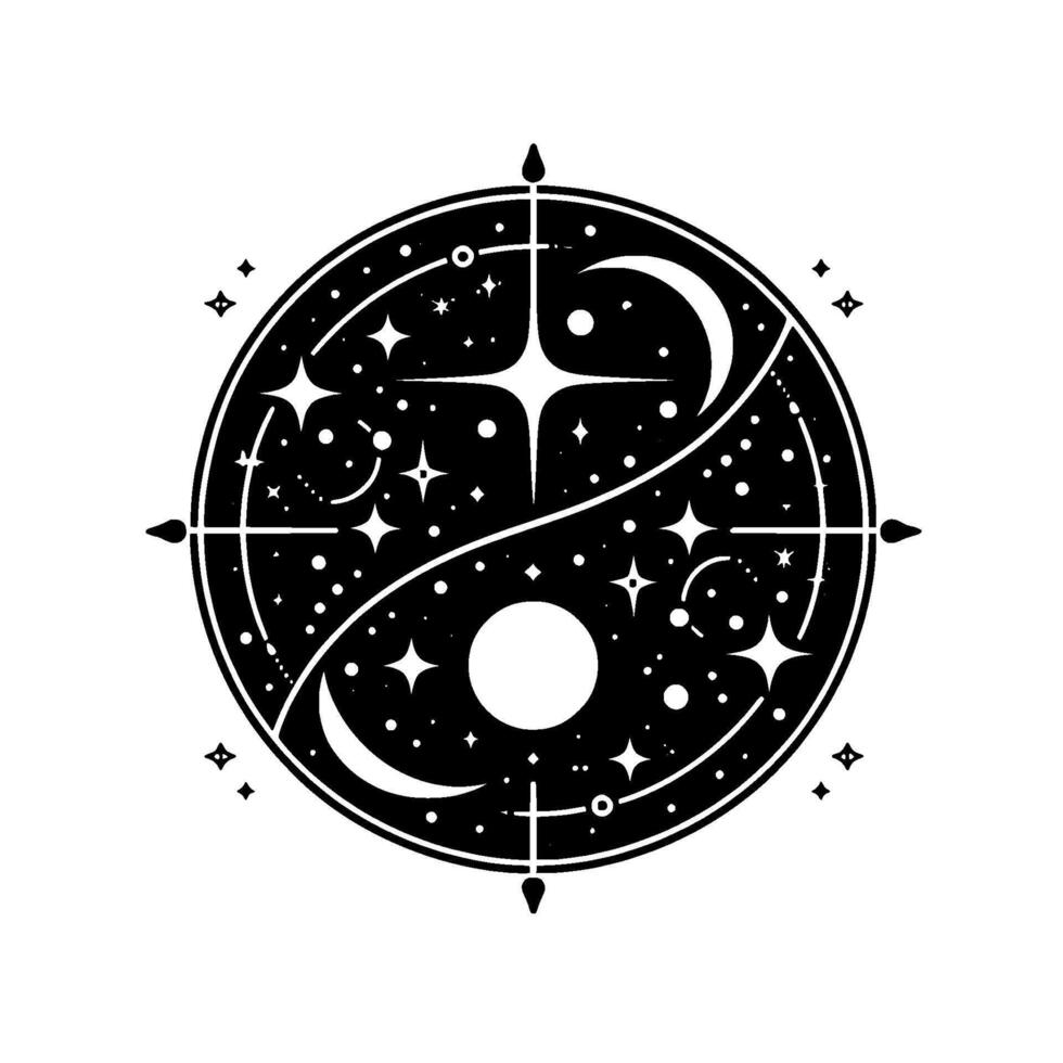 Celestial Yin Yang Starry Night Sky , Minimalist vector