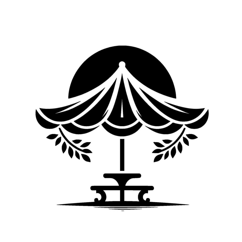 Silhouette Garden Parasol with Foliage, Clean Lines vector