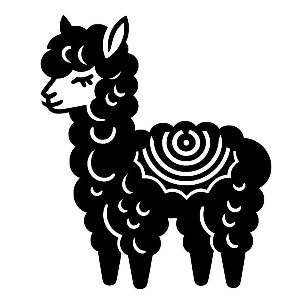 Minimalist Black and White Alpaca Illustration vector