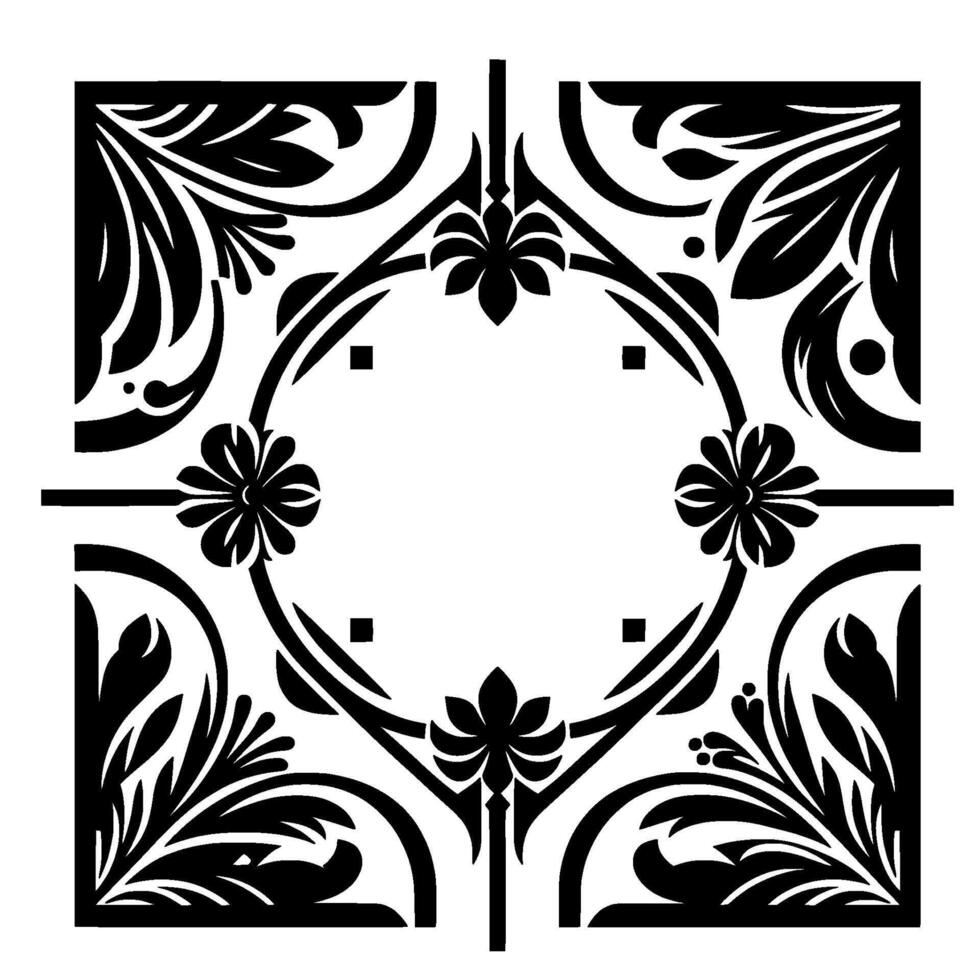 Elegant Black Floral Ornament on White Background 4 vector