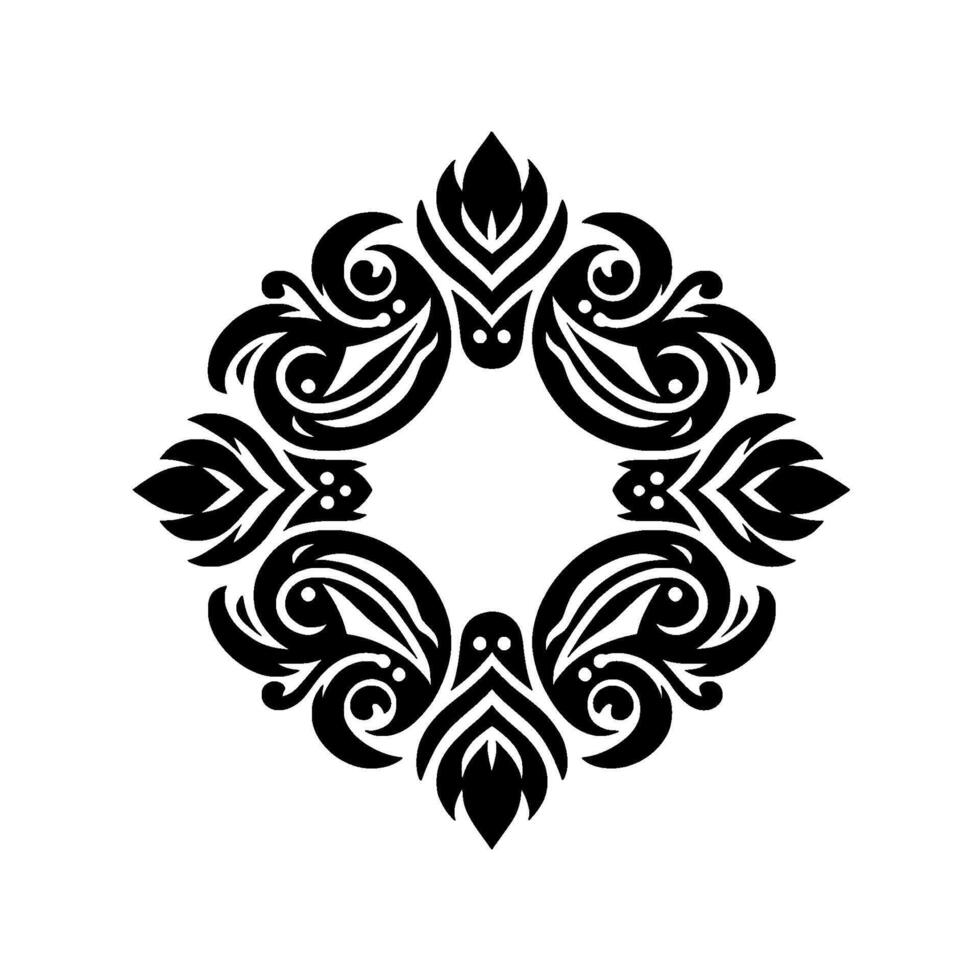Elegant Black White Ornamental Floral on White Background vector